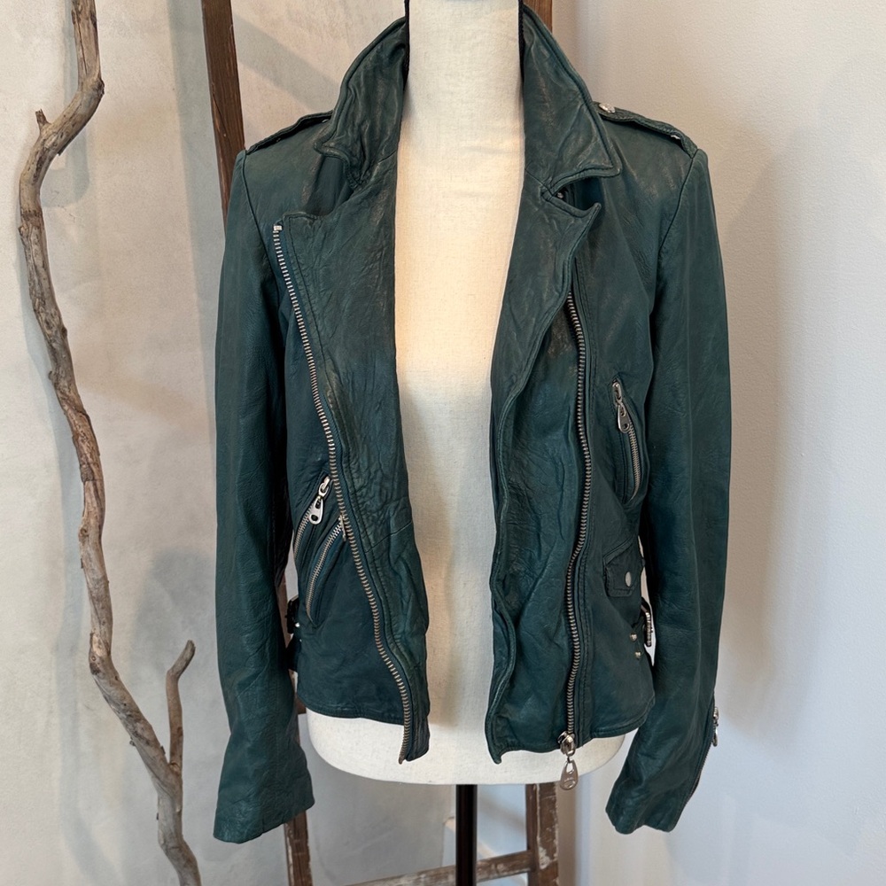 Doma Teal Leather Jacket - Picture 6 of 6